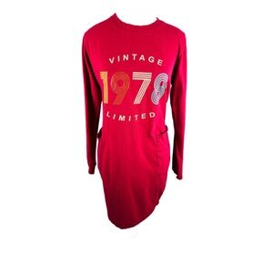 Red Vintage 1978 Limited Long Sleeve Lounge Dress